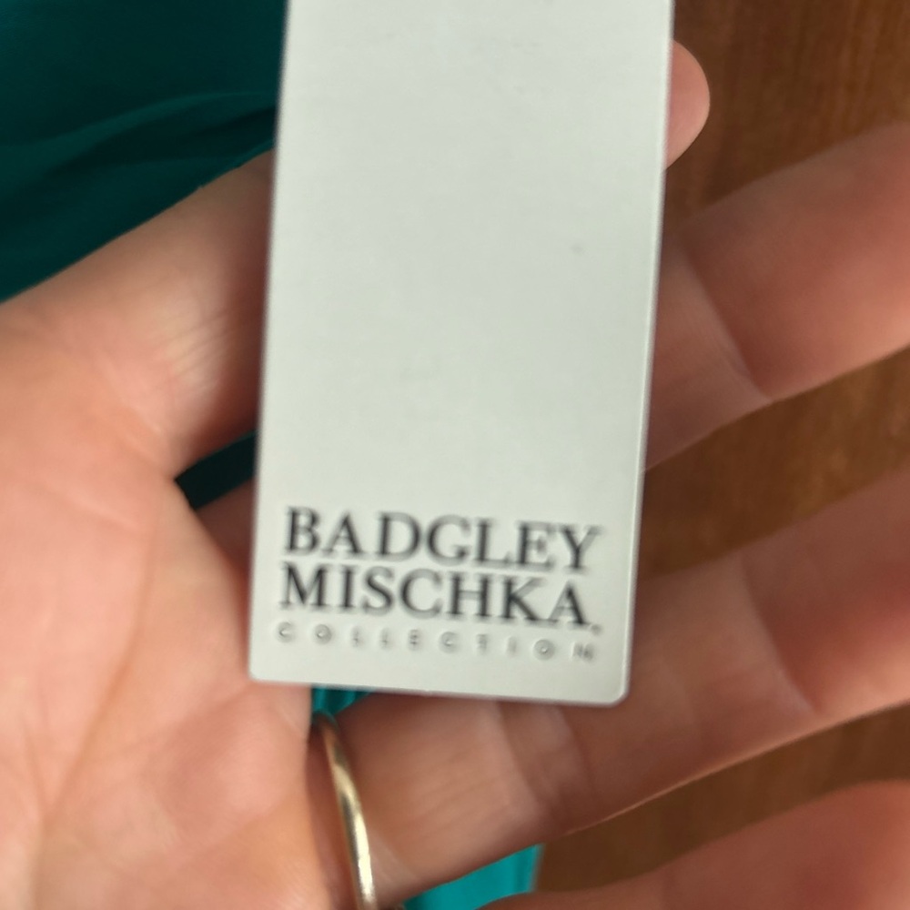 NWT Badgley Mischka Sleeveless Pleated Gown in Jade. Size 4. Exquisite. - Picture 10 of 16